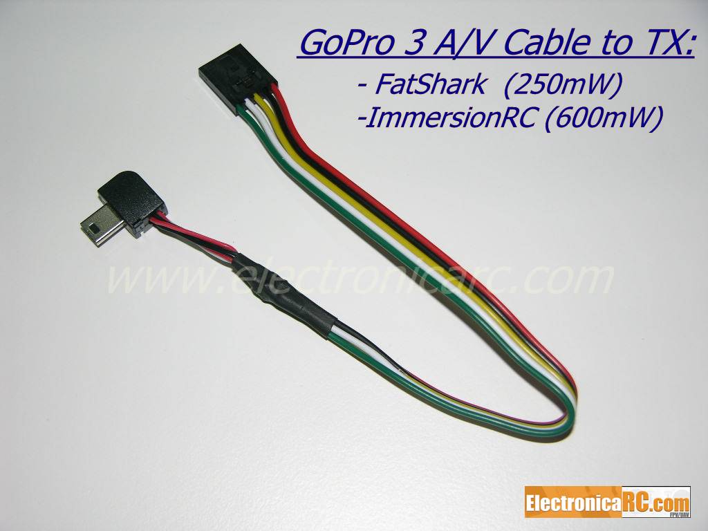 <b> GoPro 3 </b> Cable A/V+5V entrada Corriente a Tx ImmersionRC